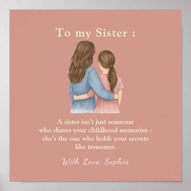 To My Sister – Personalized Photo Message Poster (Framsidan)