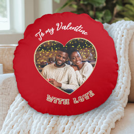 To My Valentine | Custom Photo Heart Red Rund Kudde