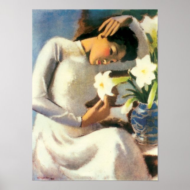 Tô Ngọ c Vân - Girl with Lily Flower Poster (Framsidan)