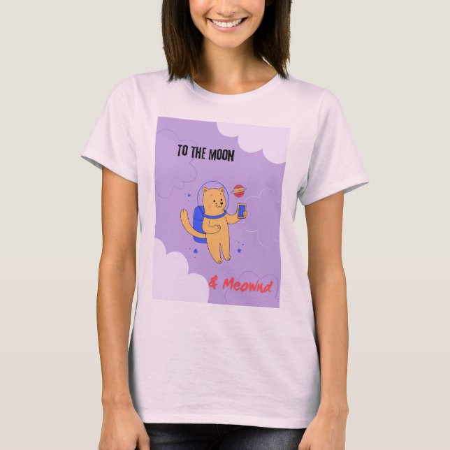To the moon & Meownd T Shirt (Framsida)