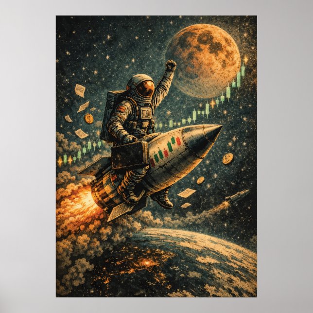 To The Moon - Trading Astronaut, Forex, Crypto  Poster (Framsidan)