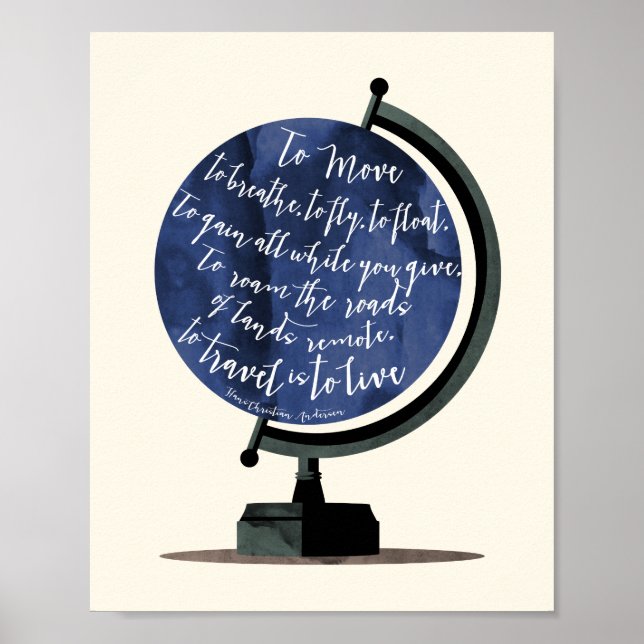 To Travel is to Live Quote Globe Print Poster (Framsidan)