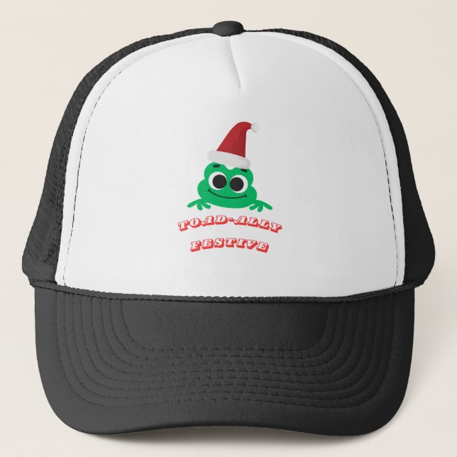 Toad-ally Festiv Jul Groda _ Söt Högtids Dekoratio Keps (Framsida)