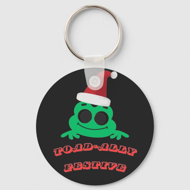 Toad-ally Festive Christmas Frog _ Cute Holiday De Nyckelring (Framsida)
