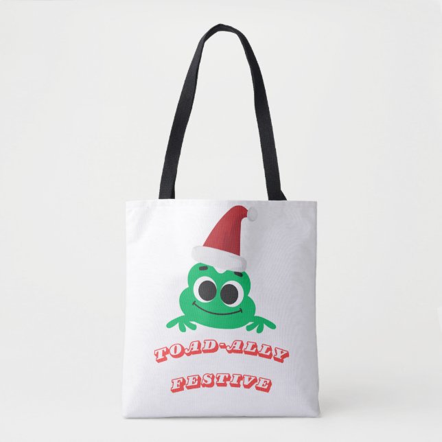 Toad-ally Festive Christmas Frog _ Cute Holiday De Tygkasse (Framsida)