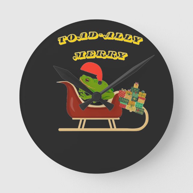Toad-ally Merry Frog Christmas Tee Rund Klocka (Framsida)