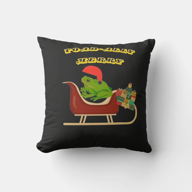 Toad-ally Merry Groda Jul T-Shirt Kudde (Framsida)