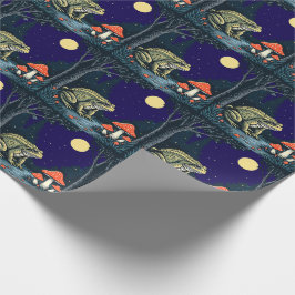 Toad Foraging Toadstools In A Moonlit Woodland  Presentpapper