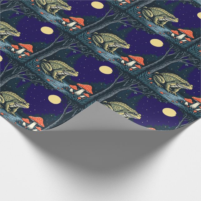 Toad Foraging Toadstools In A Moonlit Woodland  Presentpapper (Hörn)