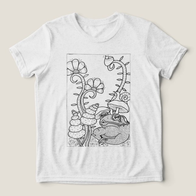 Toad med fantasinblommor till färg t shirt (Design Framsida)