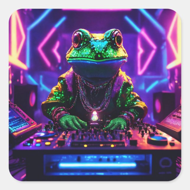 Toad party fyrkantigt klistermärke (Framsida)