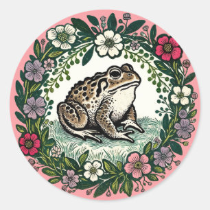 Toad Wildblommor Runt Klistermärke