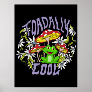 Toadally Coola Colorful blommigt and groda typogra Poster