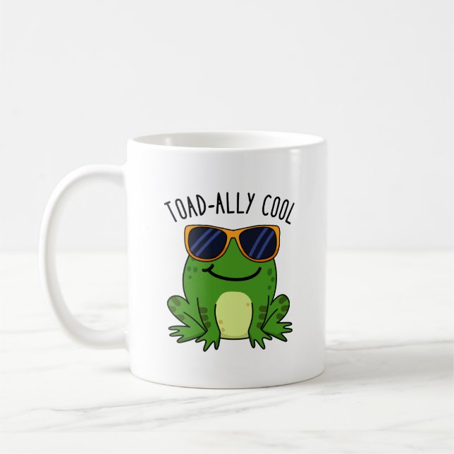 Toadally Coola Funny Toad Pun Kaffemugg (Vänster)