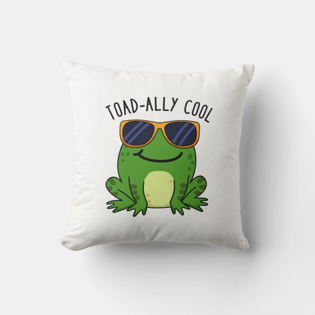 Toadally Coola Funny Toad Pun Kudde (Framsida)