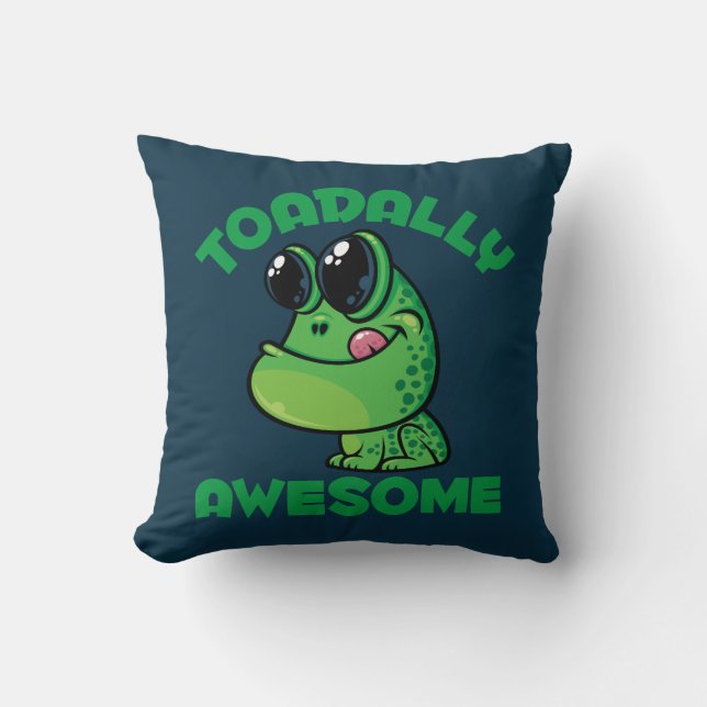 Toadally Fantastisk Lycklig Tecknad Toad Kudde (Framsida)