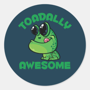 Toadally Fantastisk Lycklig Tecknad Toad Runt Klistermärke