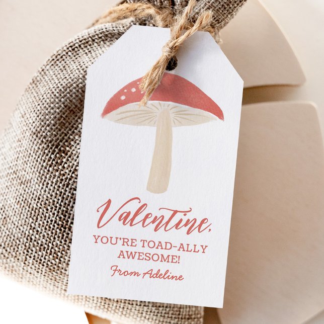 Toadally Fantastisk Mushroom Kids Valentines day Presentetikett (Skapare uppladdad)