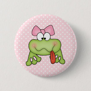 Toadally gullig flickagroda knapp