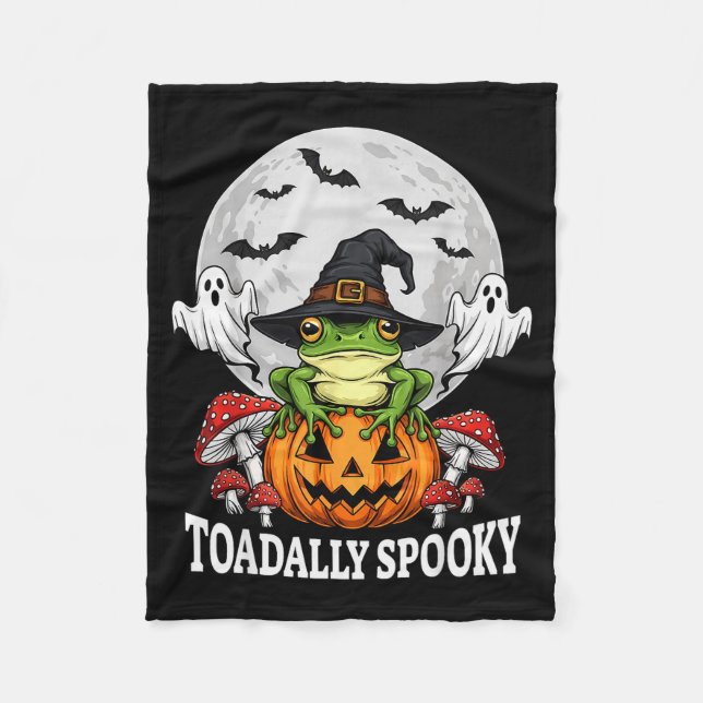 Toadally Soky Funny Halloween Frog On Pumpkin Full Fleecefilt (Framsidan)