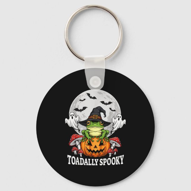 Toadally Soky Funny Halloween Frog On Pumpkin Full Nyckelring (Framsida)