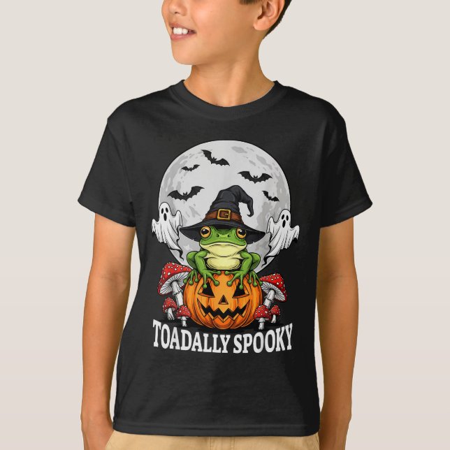 Toadally Soky Funny Halloween Frog On Pumpkin Full T Shirt (Framsida)