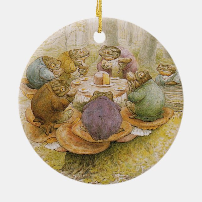 Toads'Tea Party (av Beatrix Potter) Julgransprydnad Keramik (Baksidan)