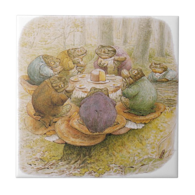 Toads'Tea Party (av Beatrix Potter) Kakelplatta (Framsidan)
