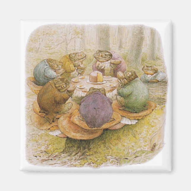 Toads'Tea Party (av Beatrix Potter) Magnet (Framsidan)