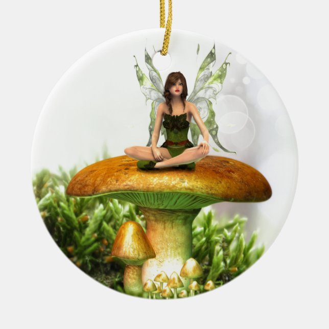 Toadstool Fairy Julgransprydnad Keramik (Framsidan)