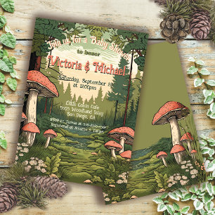 Toadstool Forest Baby Shower Inbjudningar