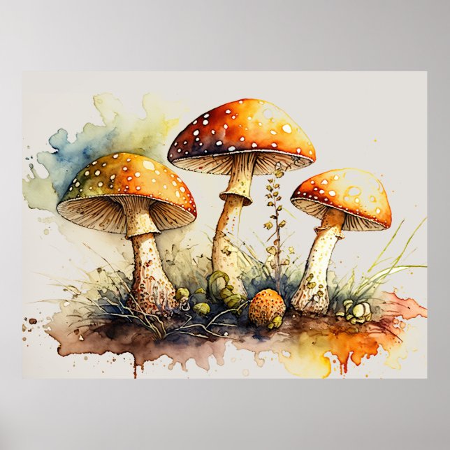 Toadstool Mushroom, Amanita muscaria Poster (Framsidan)