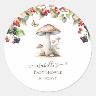 Toadstool & Mushroom Fall Baby Shower Runt Klistermärke