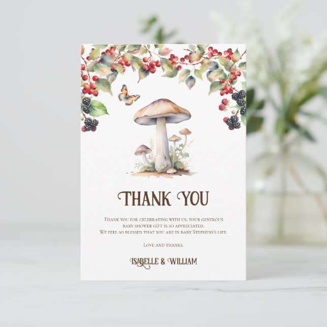 Toadstool & Mushroom Fall Baby Shower Tack Kort (Stående Fram)