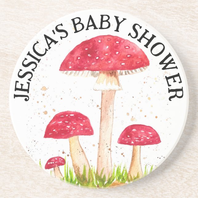 Toadstool Mushroom Forest vattencolor Red Nature Underlägg (Framsidan)