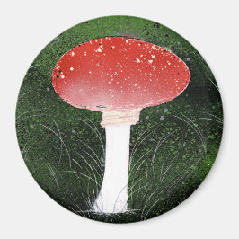 Toadstool Mushroom in Moss Surroundings Magnet