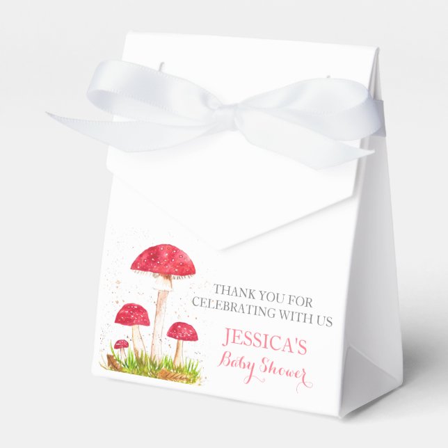Toadstool Mushroom Watercolor Cute Baby Shower Presentaskar (Framsidan Sidan)