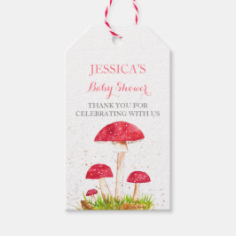 Toadstool Mushroom Watercolor Cute Baby Shower Presentetikett