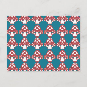 Toadstool Mushroom - White Dots Spots Red Blue Vykort