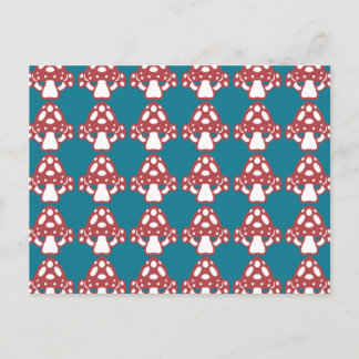 Toadstool Mushroom - White Dots Spots Red Blue Vykort