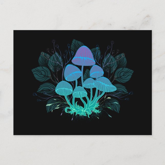 Toadstools in Bushes Helg Vykort (Framsida)