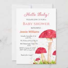 Toadstools Mushroom Baby Shower Red Nature Inbjudningar