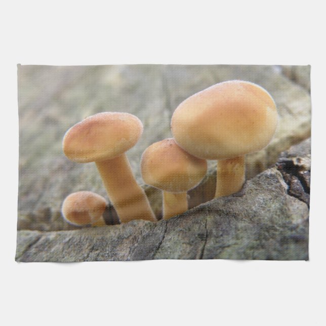 Toadstools på Träd Trunk Kitchen Towel Kökshandduk (Horisontell)