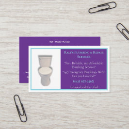Toalett för lila Blue Plumbers VVS-tjänster Visitkort