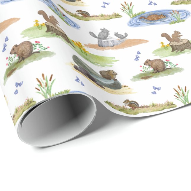 Toalettpapper med gnagarmönster (originalfärger)  presentpapper (Rullad Hörn)