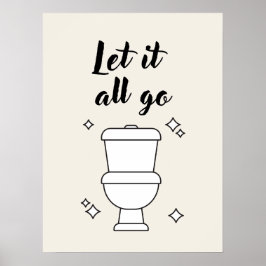 Toalettregler Minimalistisk svart och vit väggkons Poster
