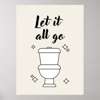 Toalettregler Minimalistisk svart och vit väggkons Poster