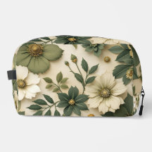 Toalettresebagage med grönt blommönster