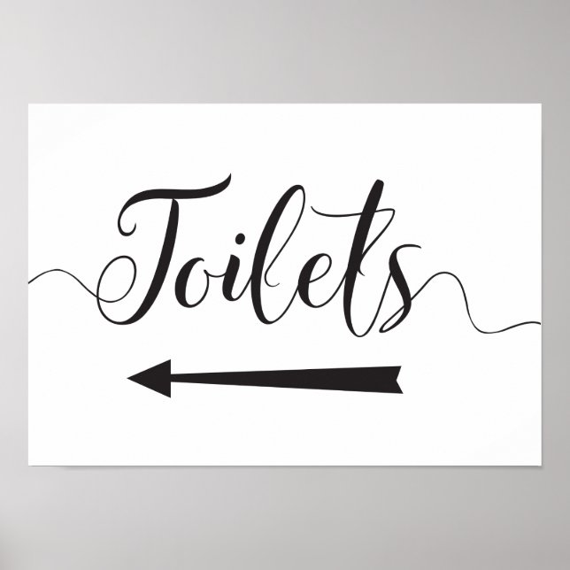 Toalettriktningsskylt för bröllop vänsterpil poster (Framsidan)