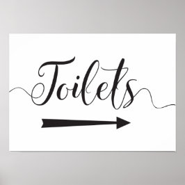 Toalettskylt för bröllop med högerpil poster